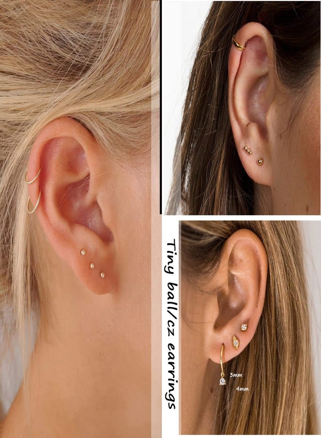 MOROYA 10 Pairs Cuff Earrings for Women ,Zircon Needle Ear Cuffs Wrap Stud Earrings Minimalist Trendy Dainty Ear Wrap Piercing Earrings, Copper, created zircon gemstone - Image 5